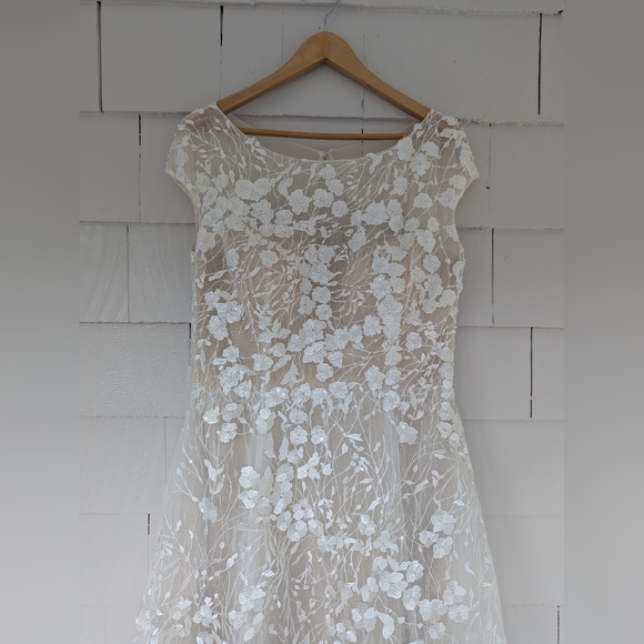 New! Darryl Jagga Hannah A-Line Floral Applique Wedding Dress Embellished Belt - Picture 16 of 16